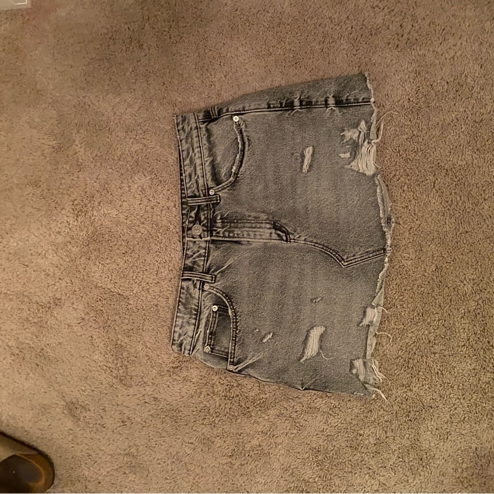 Zara black denim mini skirt